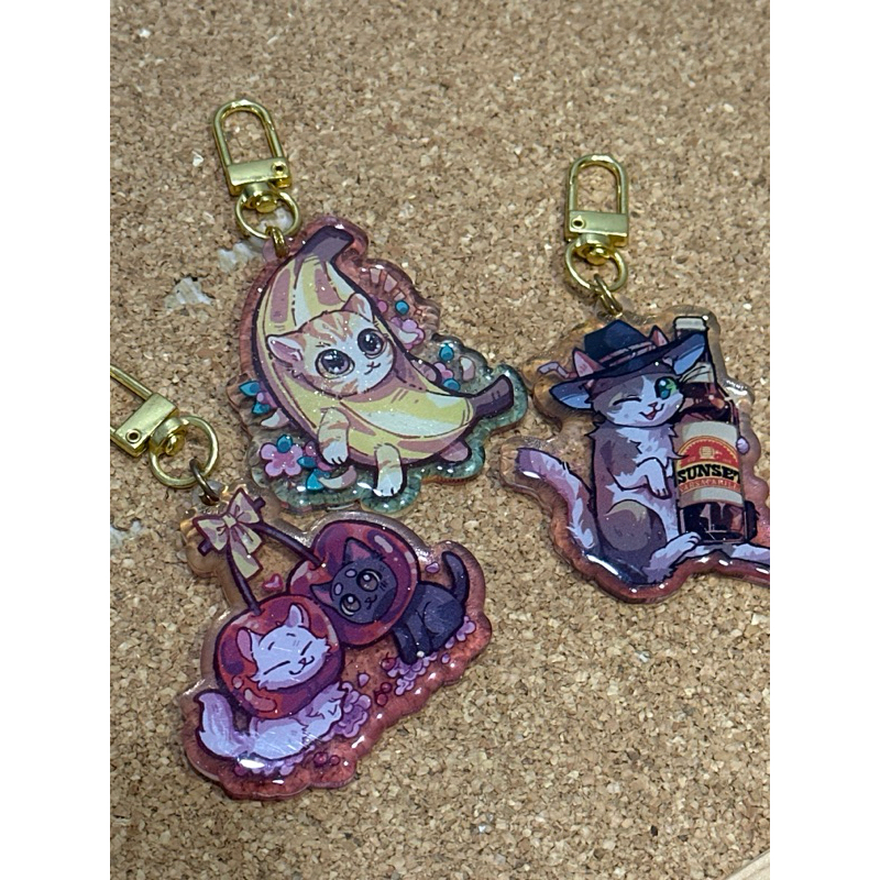 banana cat epoxy Keychain