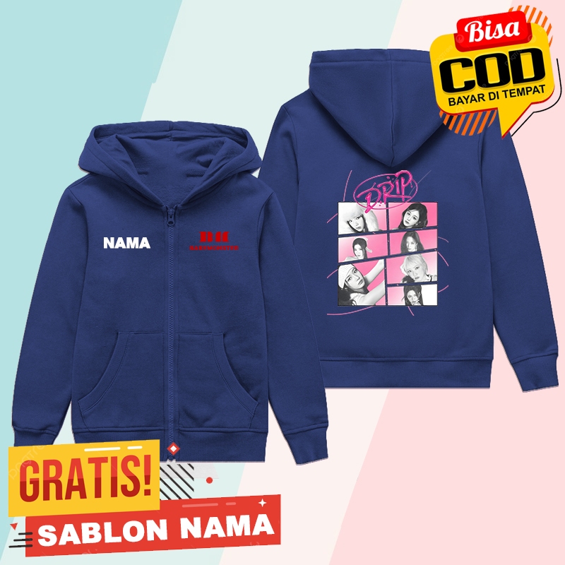 Jaket Hoodie Zipper Anak BabyMonster Drip / Jaket Sleting Anak Laki Laki & Perempuan Custom Nama Bab