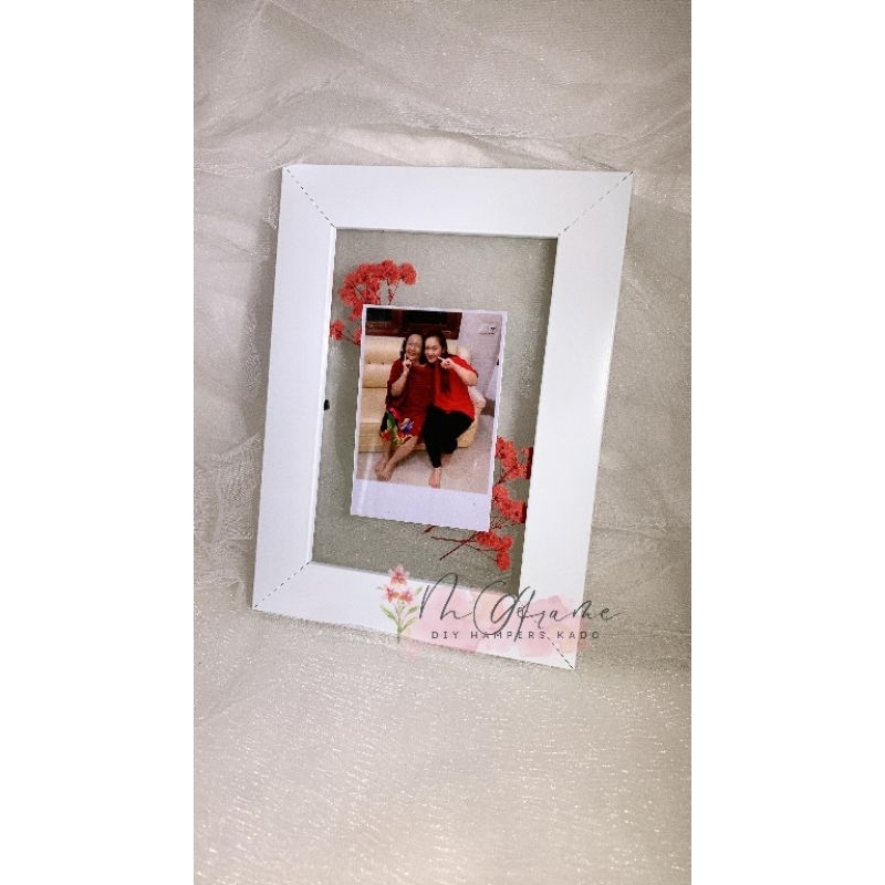 Pressed Flower Frame Bingkai Foto Dried Flower Bunga Kering Untuk Kado Custom Double Glass Kaca Akri