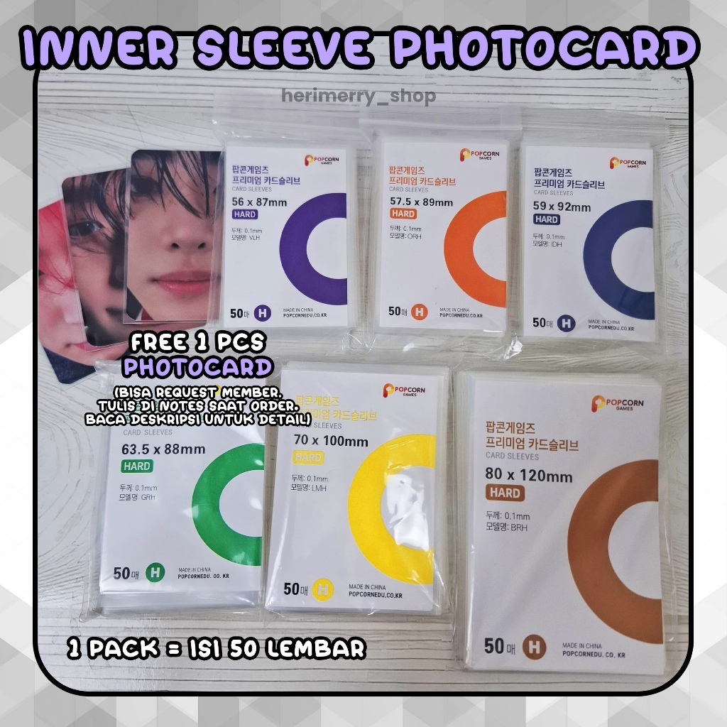 

Inner Sleeve Photocard POPCORN 100 micron (0,1 mm) HARD Tebal Plastik Pelindung PC 1 pack 50 lembar - Kartu Kpop Potocard Murah