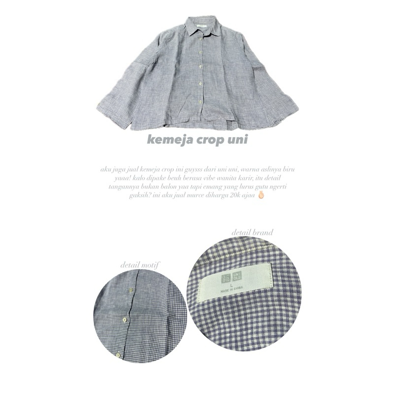 kemeja crop uni