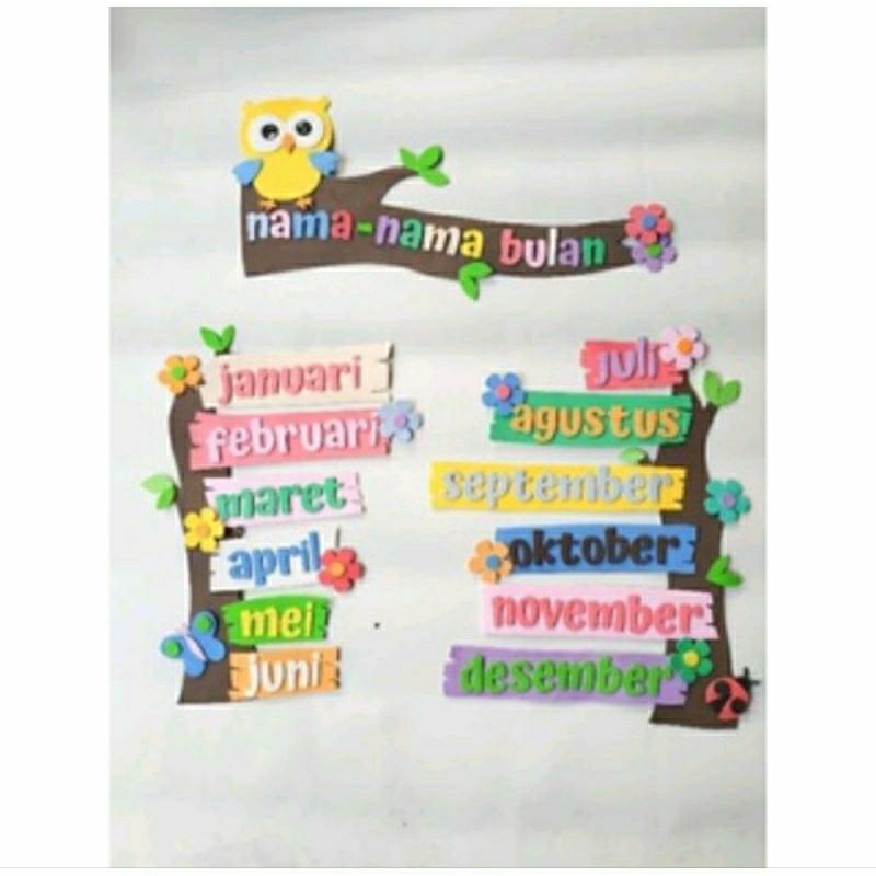 TERMURAH HIASAN DINDING KELAS NAMA NAMA BULAN MASEHI DAN HIJRIYAH / DEKORASI KELAS PAUD TK SD BAHAN 