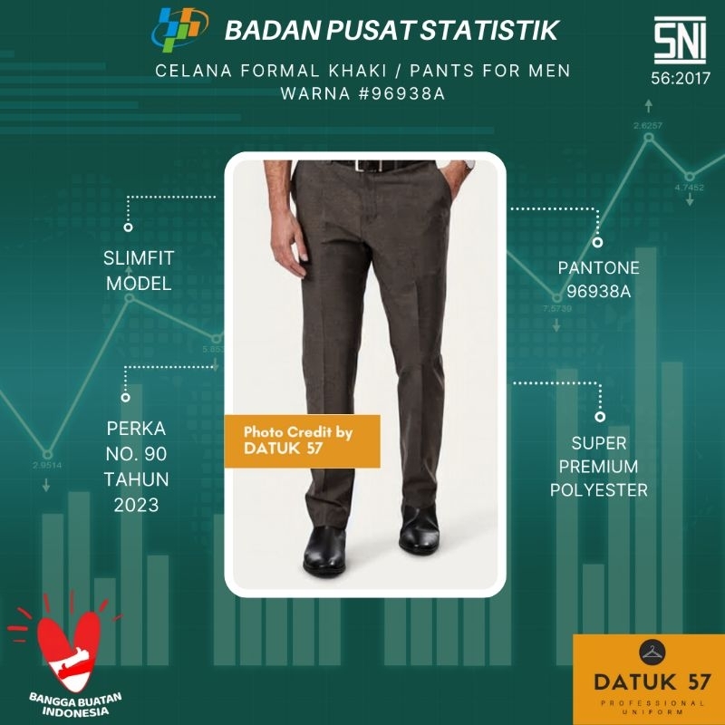 International Quality : Celana Executive Seragam BPS Badan Pusat Statistik Khusus Pria (Khaki) [#969