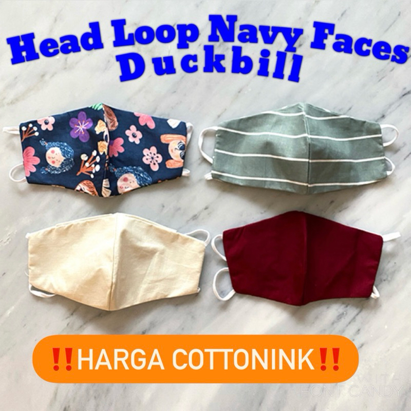 Ideku Handmade x Cottonink HEAD LOOP NAVY FACES DUCKBILL (Bundle) / Idekuhandmade