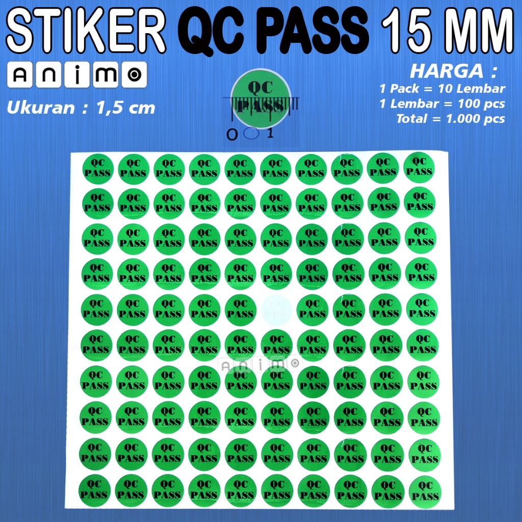 

STIKER Bulat QC PASS 15 mm - QC PASSED - QC REJECT - HOLD PROCESS - Ukuran 1,5 cm