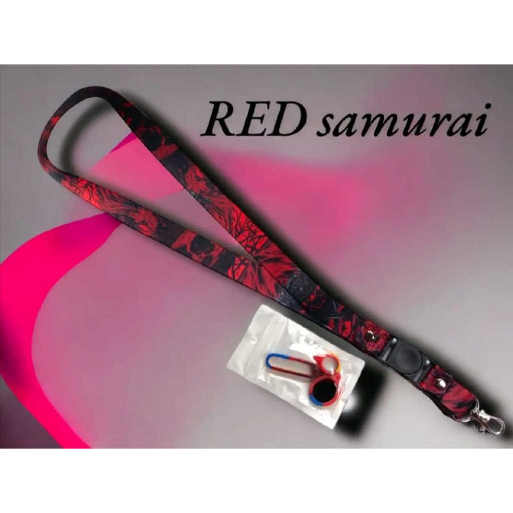 

Gantungan tali lanyard RED SAMURAI/Gantungan kunci/Name Tag dan ID Card Free 0 ring 3pcs bisa ukuran 2cm Full Printing Luar dalam 100% original