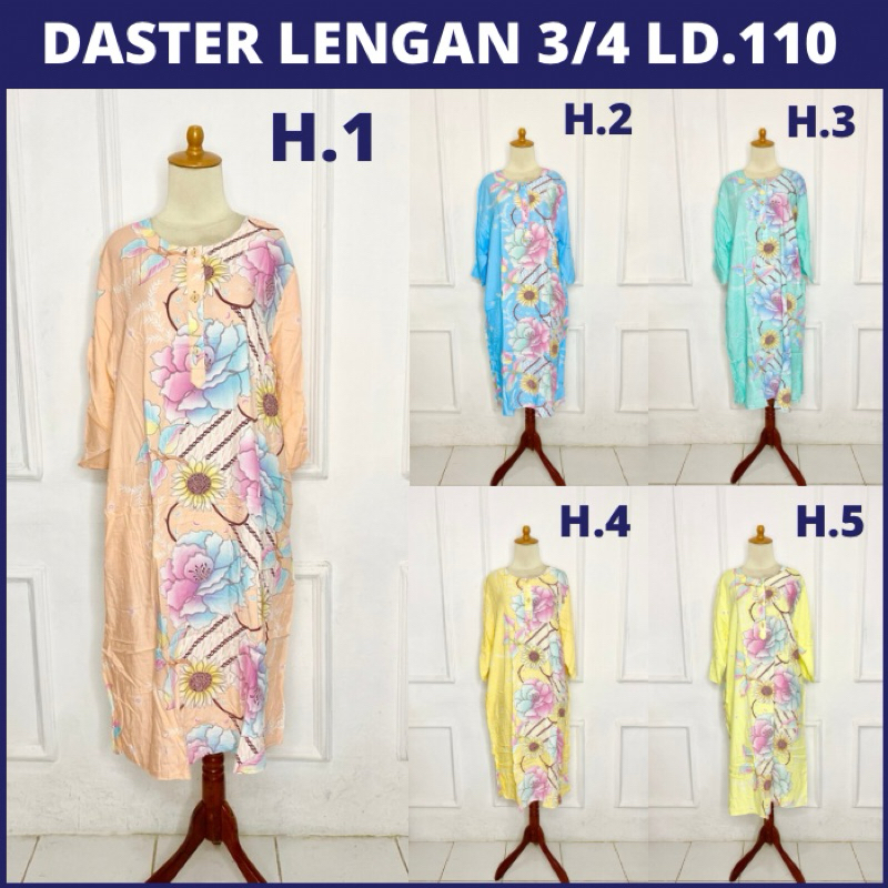 daster lengan 3/4 Ld 110 kencana ungu asli label biru