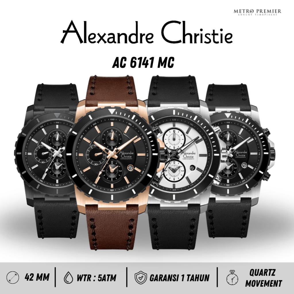 Jam Tangan Alexandre Christie Pria AC6141 AC 6141 MC Analog Leather Strap Original & Garansi Resmi 1