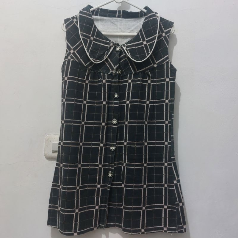 [PRELOVED] Sleevless Midi Dress (Checkered Black/Kotak-Kotak Hitam)
