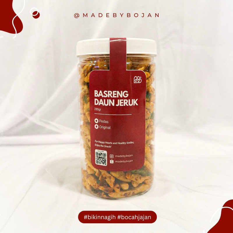 

Basreng Pedas Daun Jeruk Toples 280 gram - cemilan pedas madebybojan
