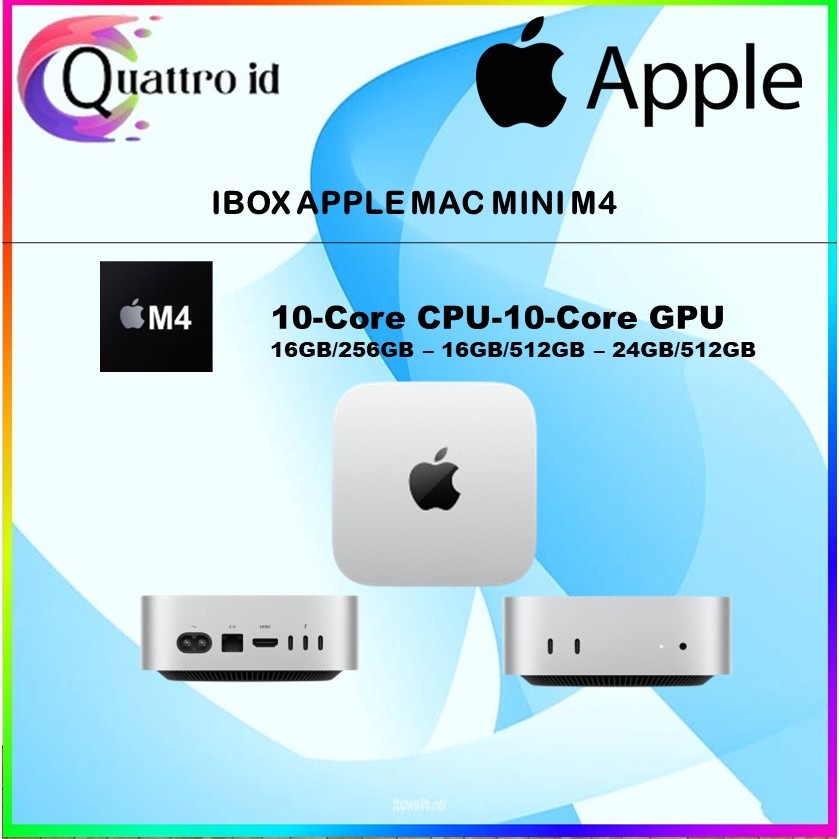Apple Mac PC Mini M4 2024 10-CORE CPU 10-CORE GPU