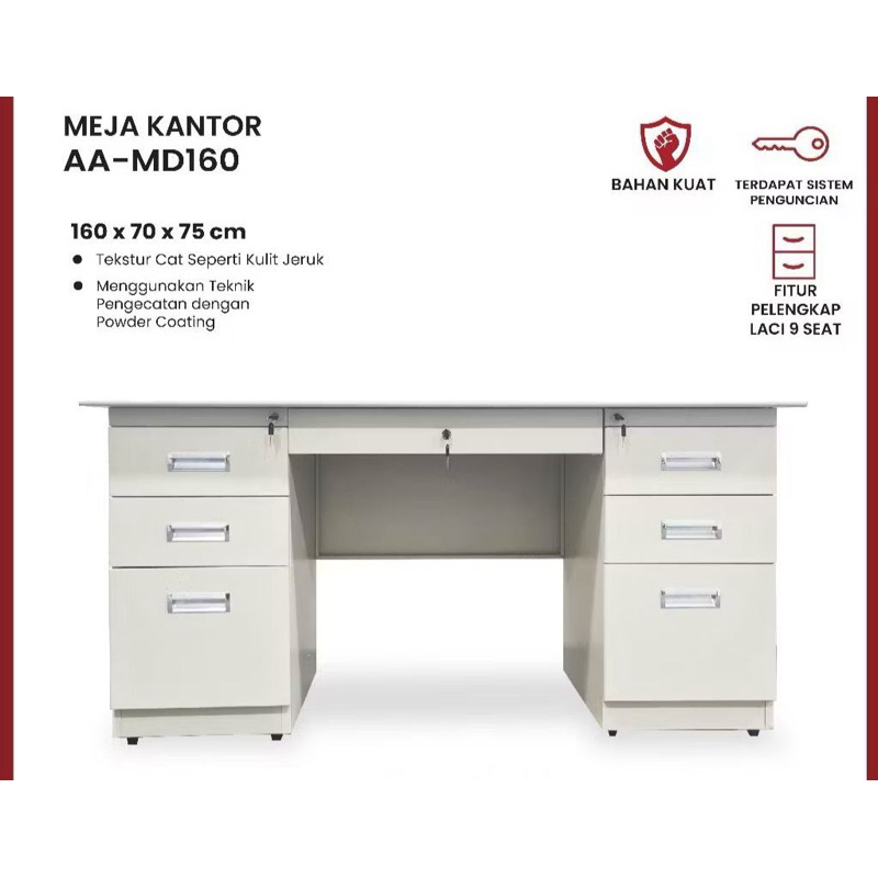 Meja Kerja Besi / Meja Kantor Besi / Meja Tulis Besi / Meja 1 Biro Besi / Meja rangka Besi MD160