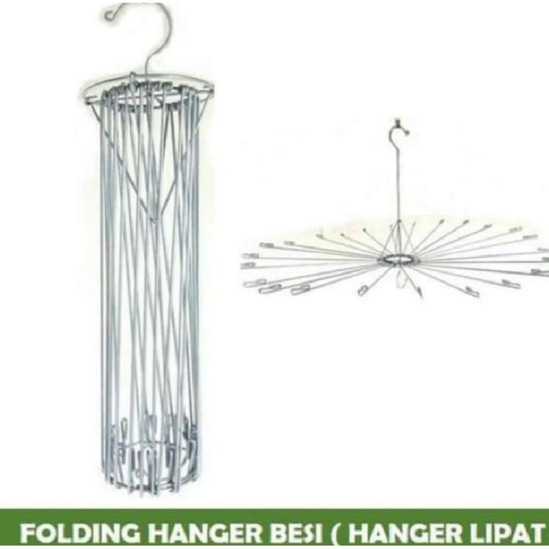 Besi Hanger Lipat Folding gantungan baju jemuran baju bayi hanger baju bayi besi bulat 32 stik