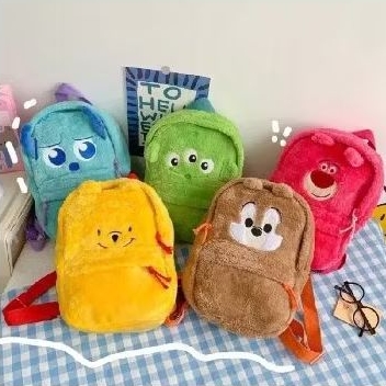 Tas Karakter Disney Backpack Anak Pria Wanita Lucu Tas Gendong Boneka Bulu Berkualitas