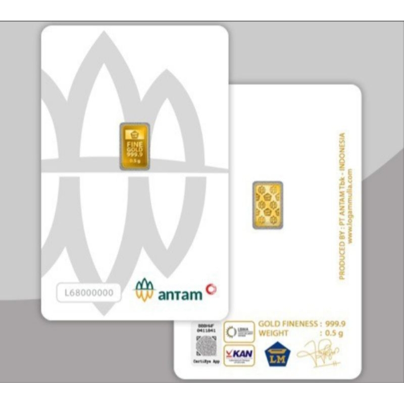 Logam Mulia Emas Asli Antam Pres Certicard 0,5 Gram & 1.0 gram 9999%