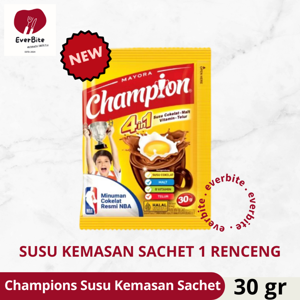 

Energen CHAMPION 30gr - Minuman Serbuk Rasa Cokelat Malt RENCENG Isi 10 Sachet