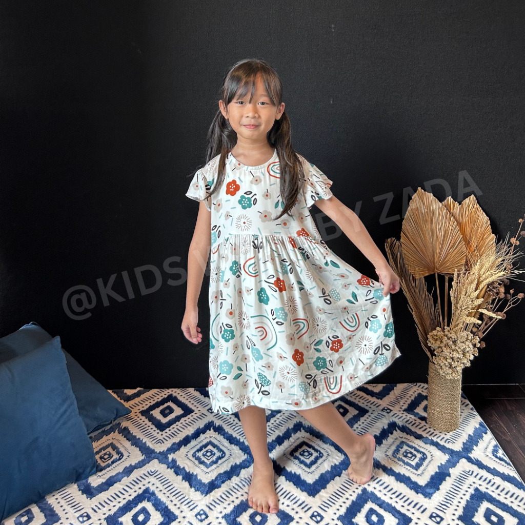 KIDS WEAR by  ZADA / Dress Anak Motif Bunga / DRESS KIDS WEAR / BAJU TIDUR ANAK DRESS MOTIF BUNGA
