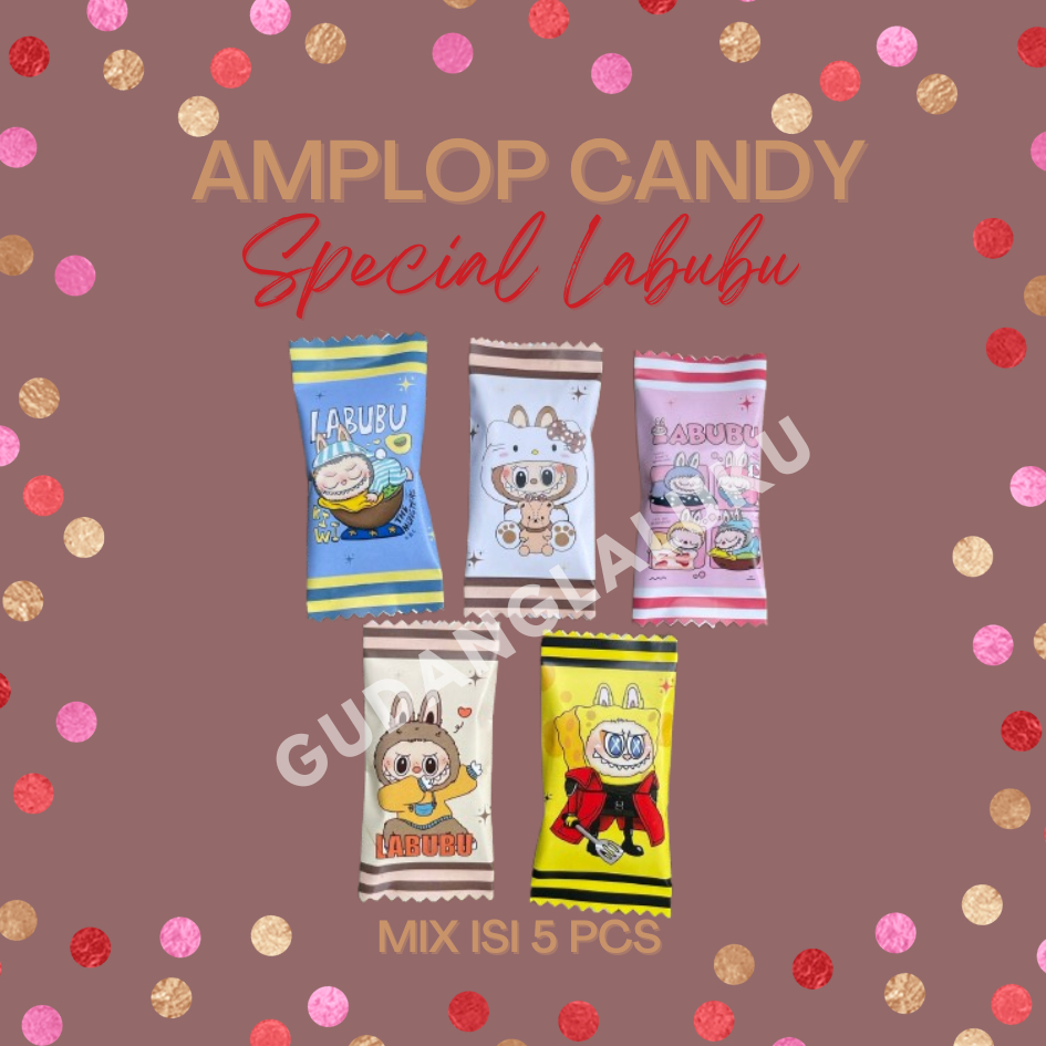 

(5pcs) Amplop Permen Lebaran series LABUBU Lucu dan unik untuk ampau idul fitri