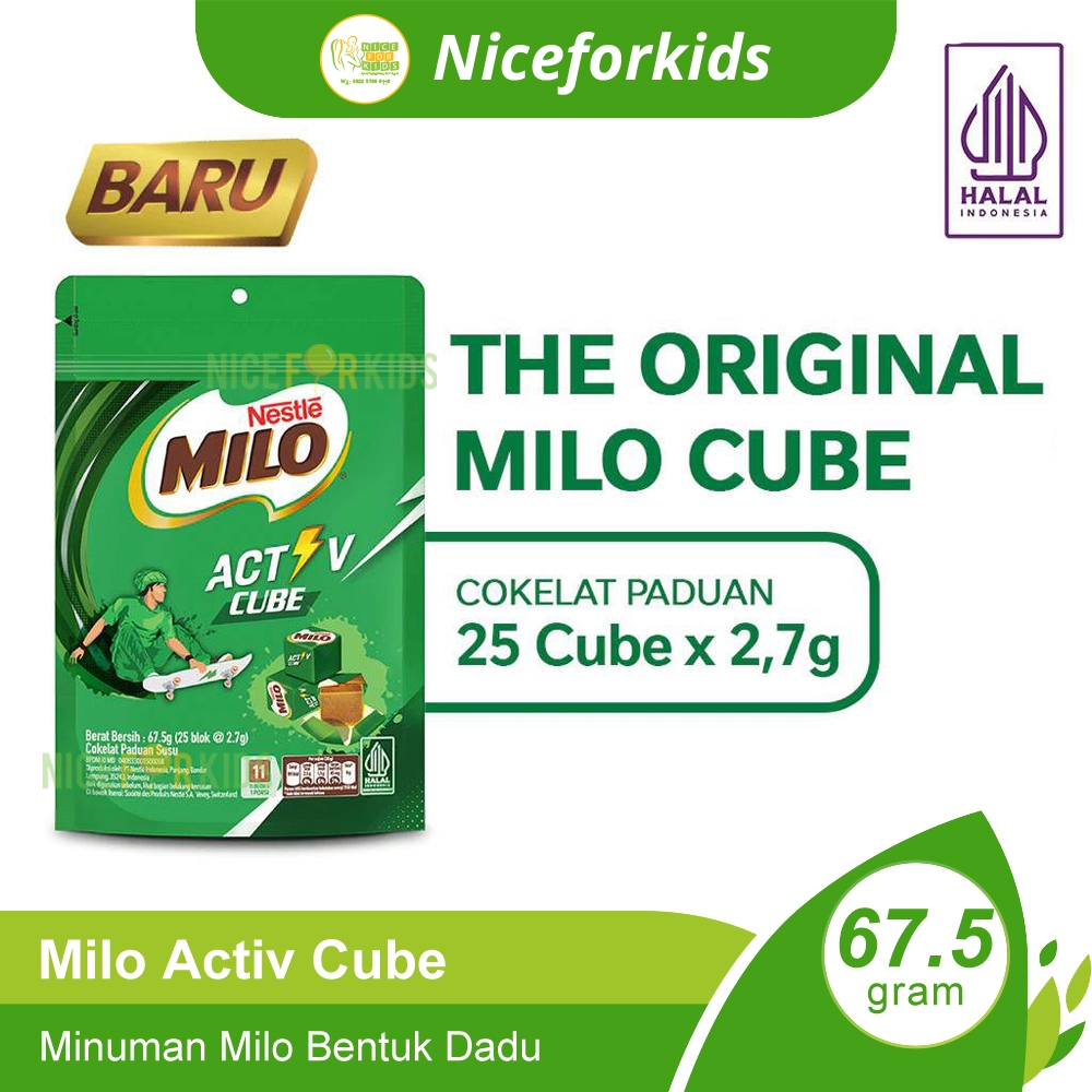 

Nestle Milo Activ Cube 67.5gr (25 x 2.7gr) Minuman Milo Bentuk Dadu / Susu Milo