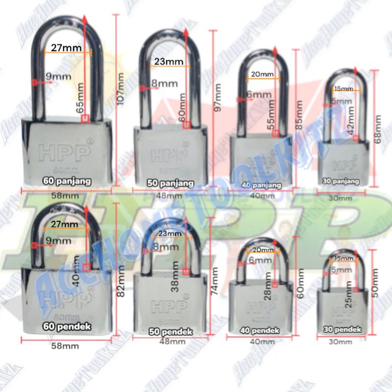 Bamboogrove_ Gembok Bulat Balok Vico 40Mm 50Mm 60Mm 30Mm Panjang Pendek Putih Hpp Pjg Pdk Pengaman