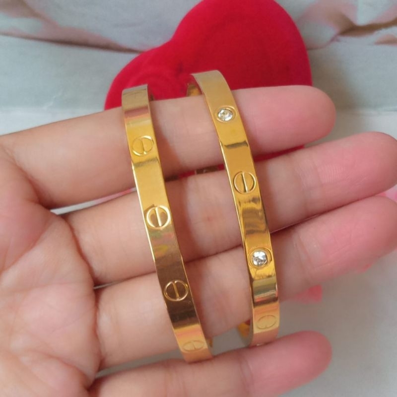 gelang bangle titanium cartier oval lebar 6mm