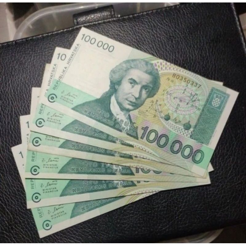 Uang kertas asing 100000 republika hrvatska kroasia