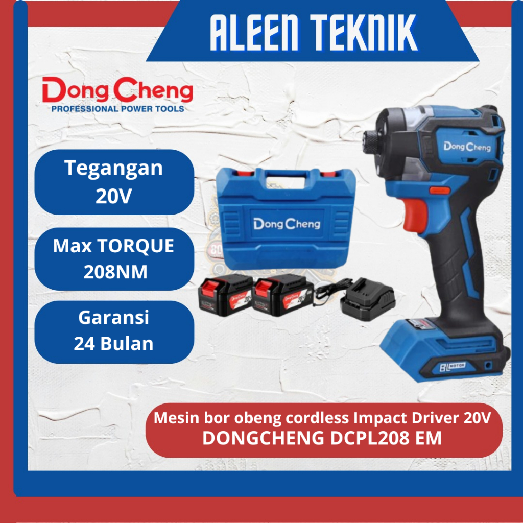 Mesin Bor Obeng Cordless DONGCHENG DCPL208 EM Brushless Impact Driver 20V Dong Cheng DCPL 208
