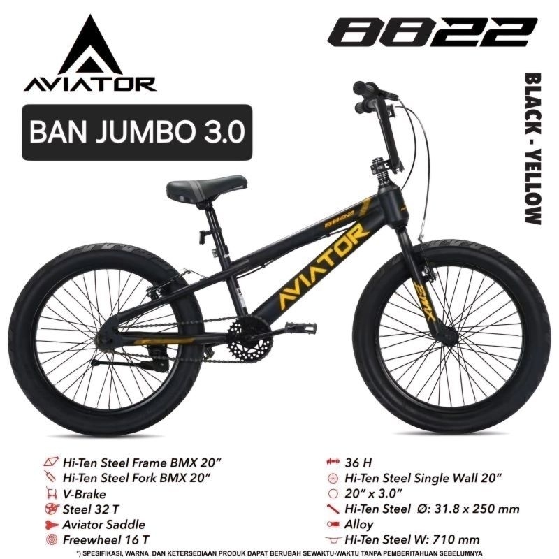 Sepeda Anak BMX Aviator 8822 3.0 20inch