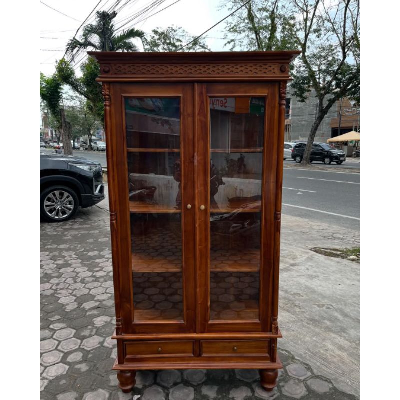 ALMARI PAJANG MINIMALIS PINTU 2 JATI | LEMARI HIAS MINIMALIS PINTU 2 JATI | LEMARI PAJANG MINIMALIS 