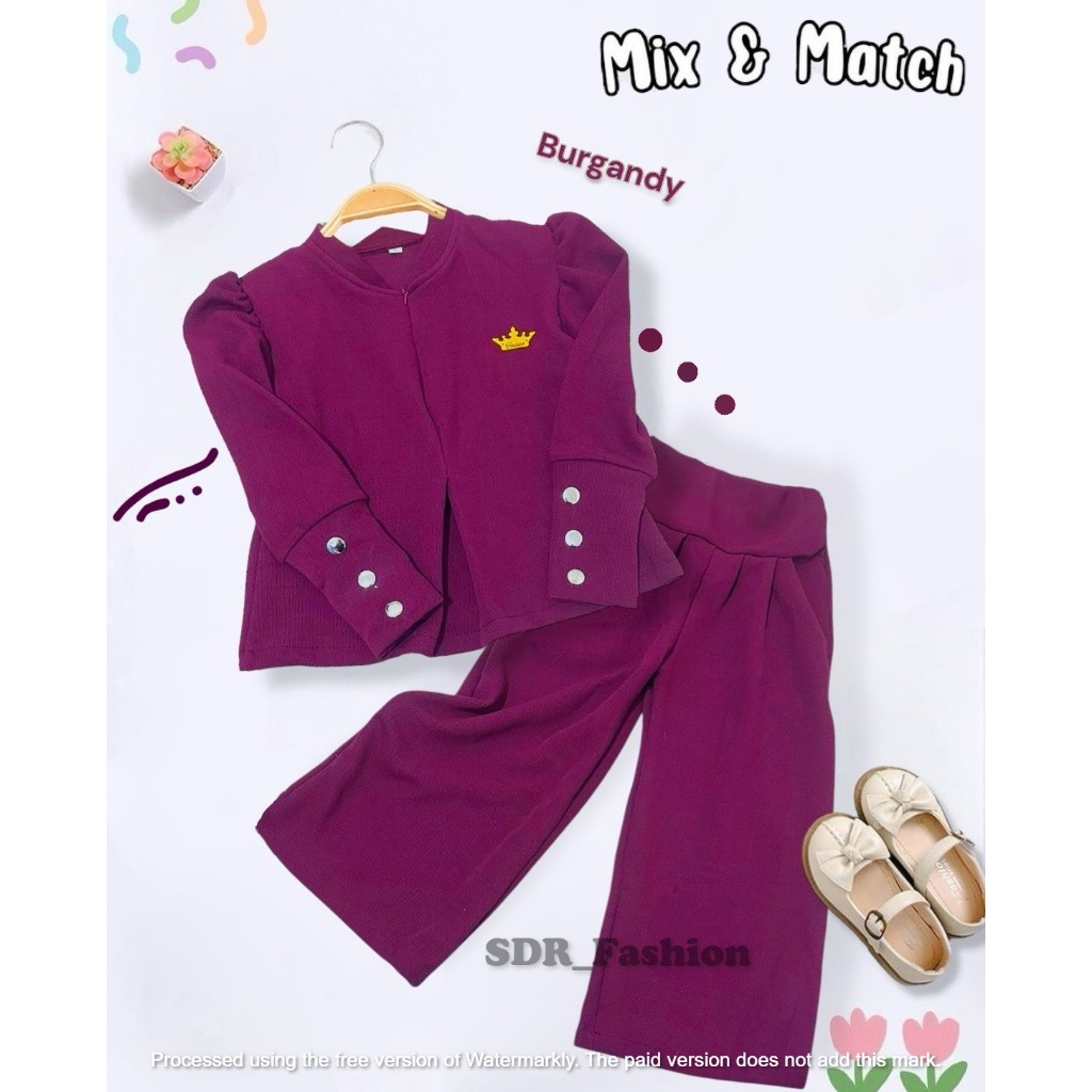 Baju Muslim Cewe 9-13Tahun Swetelan Oneset Lebaran Baju 2In1 Kids One Set Lebaran 2026 Stelan Setcel