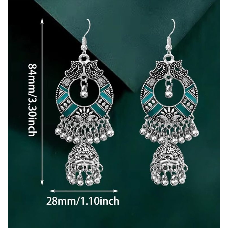 Anting jhumka lonceng india bollywood warna silver