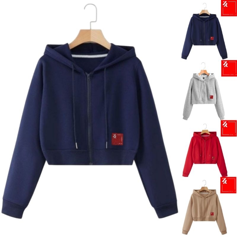 ZRA HOODIE CROP ZIPER | HOODIE TEBAL CROP ZIPER | HOODIE CROP TEBAL ZIPER POLOS