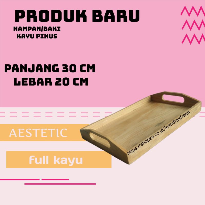 Nampan Kayu Jati belanda / Baki Kayu Jati Belanda / Loyang Kayu Jati Persegi Panjang ukuran 30 x 20 
