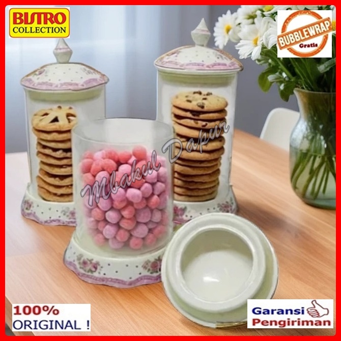TOPLES LEBARAN TOPLES KACA SET TOPLES KEDAP UDARA BISTRO 1833 ( ISI 3 TOPLES SML )