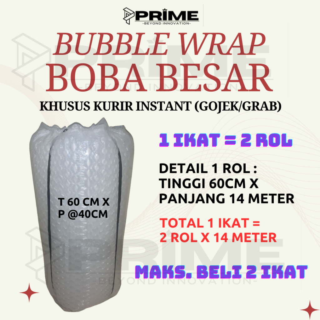 

BUBBLE WRAP BOBA BESAR - Tinggi 60CM X Panjang @40CM KHUSUS KURIR INSTANT AIR CUSHION ROLL PACKING PAKET PACKAGING TEBAL