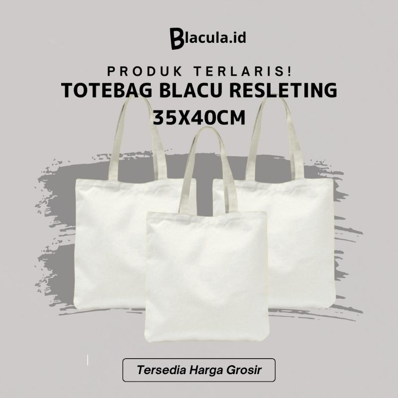 Totebag Blacu Resleting 35x40cm Polos - Totebag Blacu / Tas Belanja / Totebag Resleting