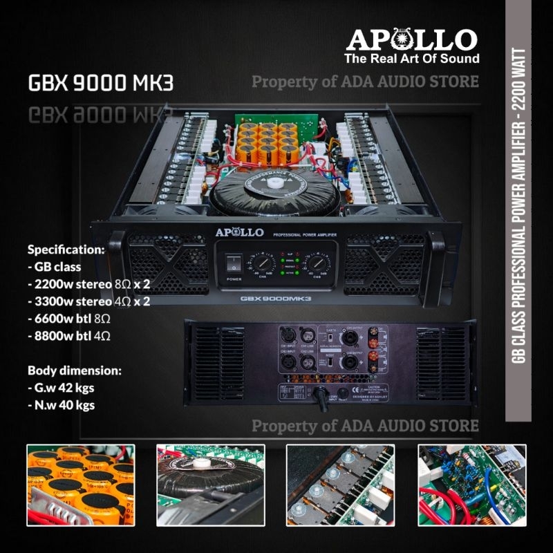 Power Amplifier / Apollo GBX9000MK3 / Kelas GB / 2 Channel / APL GBX 9000 MK3 GBX9000 MK3 GBX 9000MK3 2CH 2 Chanel - 2200W