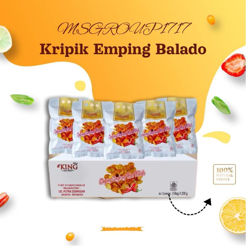 

D’KING Kripil Emping 200gr Kripil singkong Balado Krupuk Mping Bumbu pedas manis isi 5 Kantong