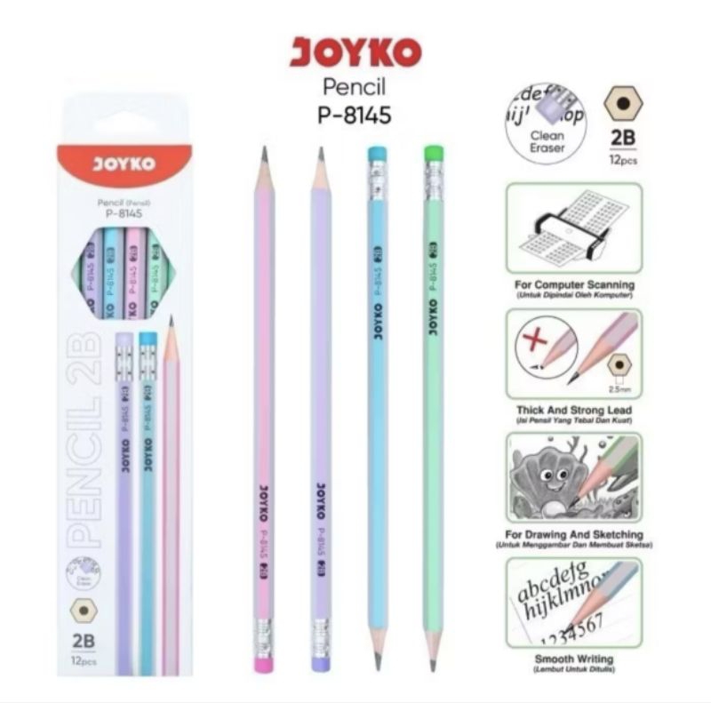 

Pencil Pensil Joyko P-8145 2B 1 Box 12 Pcs