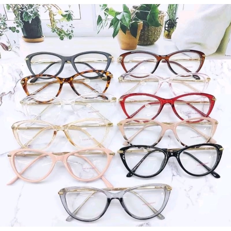 Kacamata cat eye kecil 9011 minus/normal antiradiasi, photocromic, Bluecromic |Kacamata minus wanita