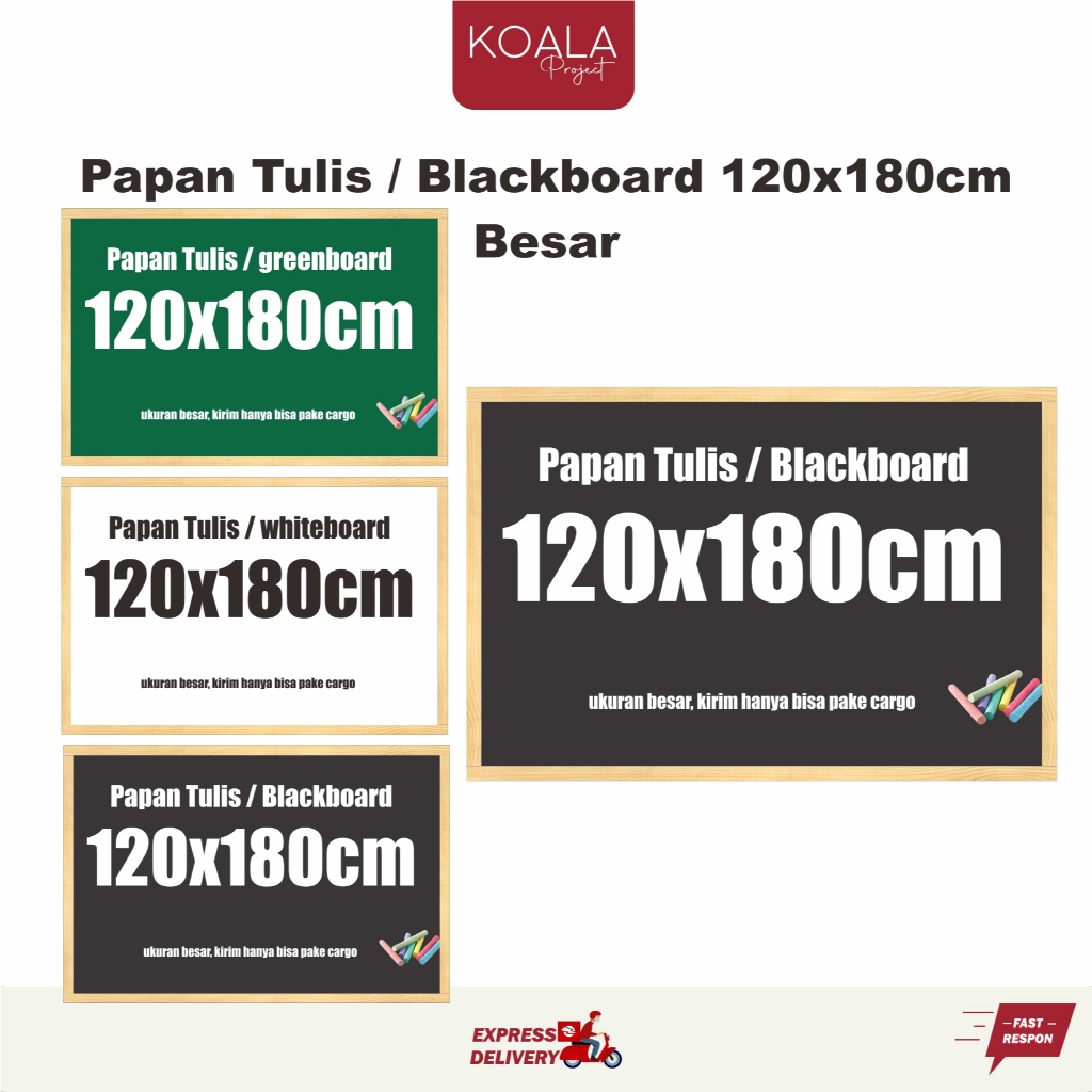 

PAPAN TULIS BLACKBOARD 120x180 CM atau 180 X 120 CM - KOALA PROJECT