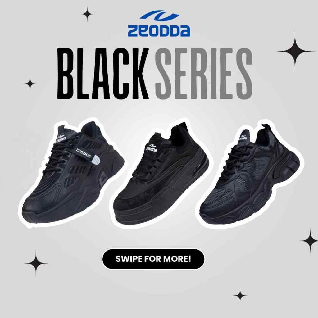 Zeodda Sepatu Sneakers Sekolah Hitam Spesial Back To School