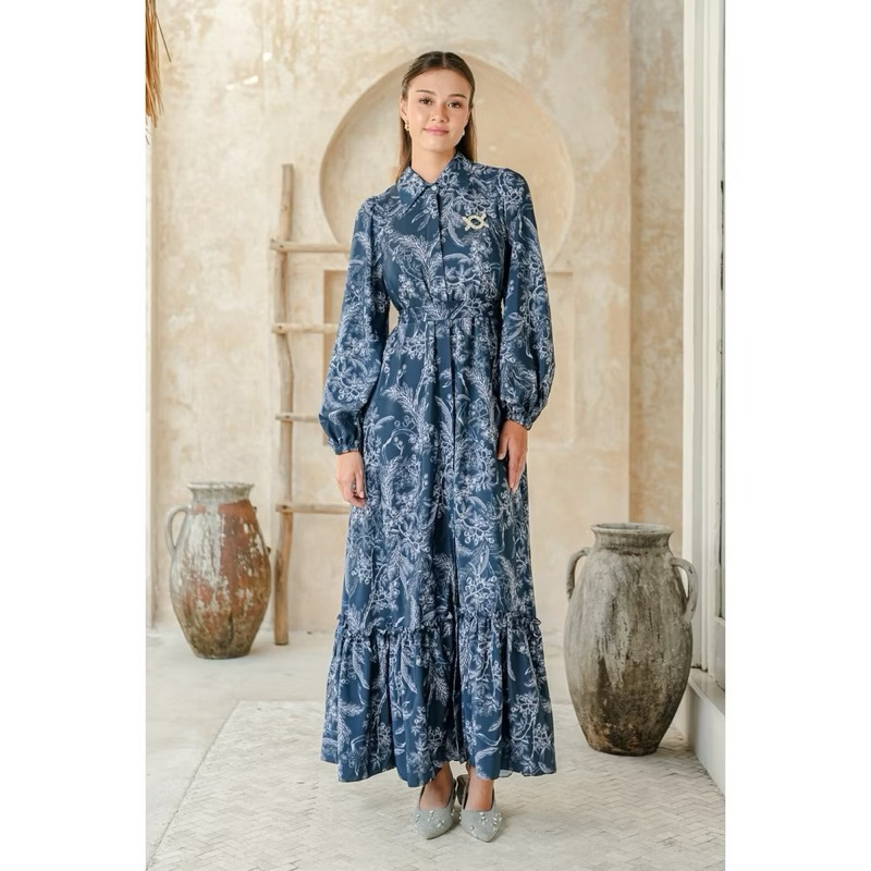 NEW | Klamby Ruby Collar Dress Shallow Blue Size L