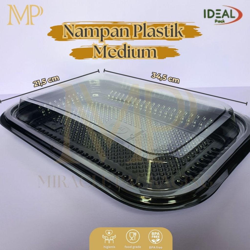 Mika Nampan Plastik Sedang M IDEAL / Tray Nampan Plastik / Mika Kue Hantaran 10 pcs + tutup