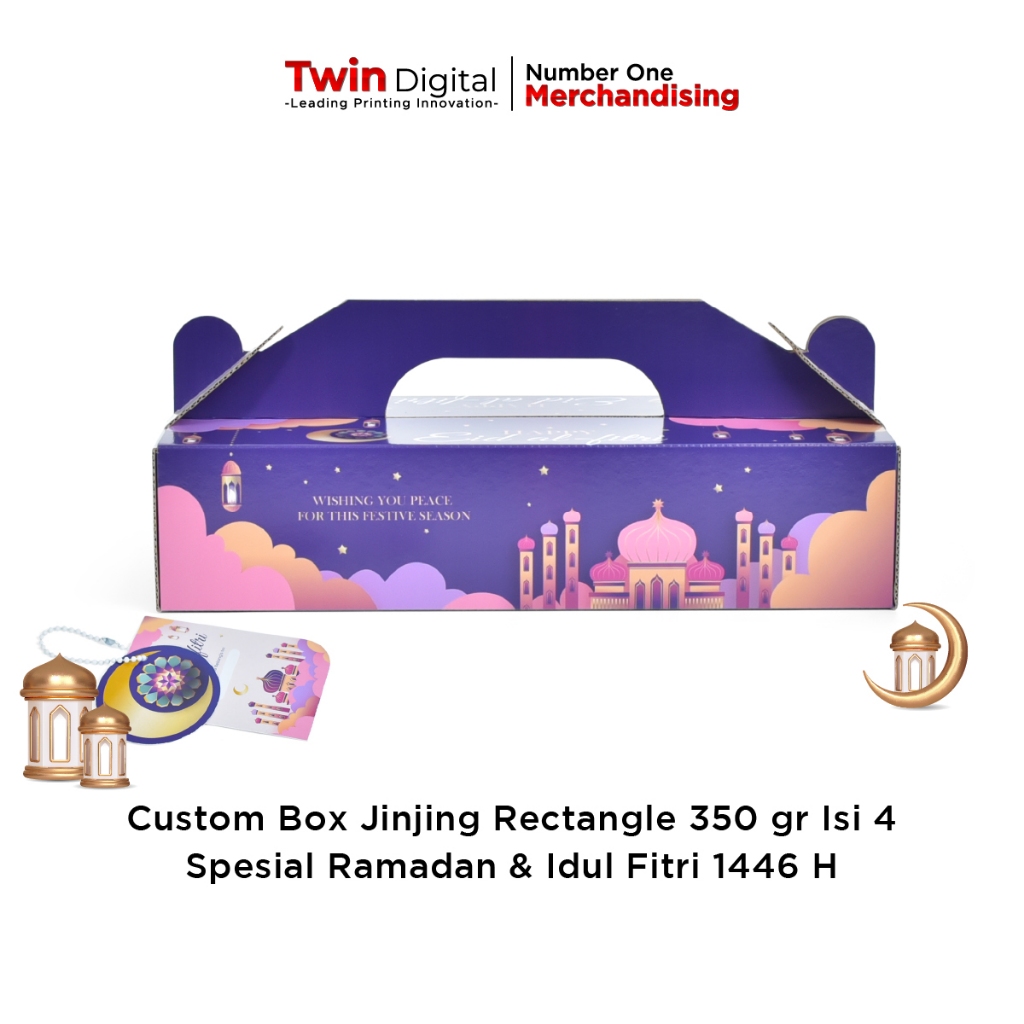 Twindigital Packaging Box Kardus Hampers Lebaran Kotak Kue - Box Jinjing Rectangle 350gr Ramadan Isi
