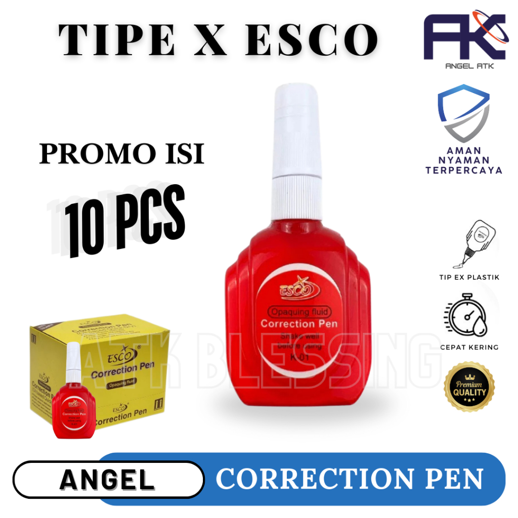 

( Isi 12 Pcs ) Tip Ex Cair / Tipe X Merah / Cepat Kering / Alat Tulis Sekolah dan Kantor / Tip Ex Cair botol Merah / Bayar di tempat / Atk Blessing