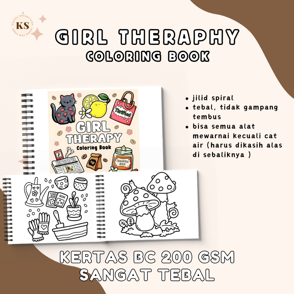 

GIRL THERAPHY Coloring Book For Kids And Adults Aesthetic UKURAN A4 & A5 Buku Mewarnai Remaja Dewasa Kertas Tebal