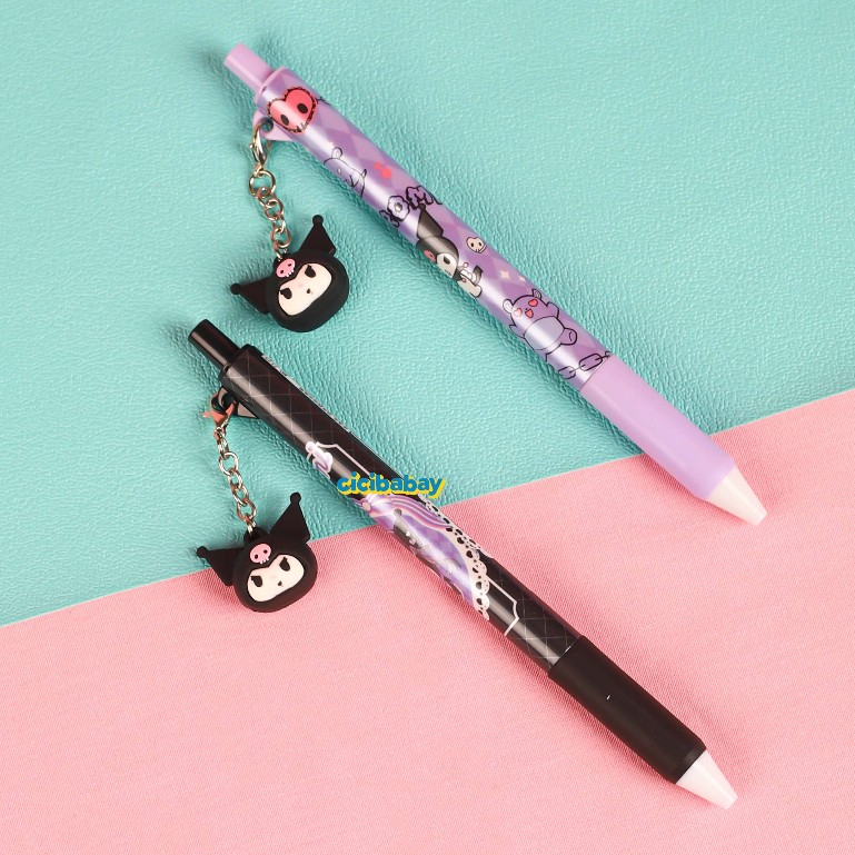 

Kuromi Pen Black And Purple Pulpen Cetek Karakter Lucu Pen Gel