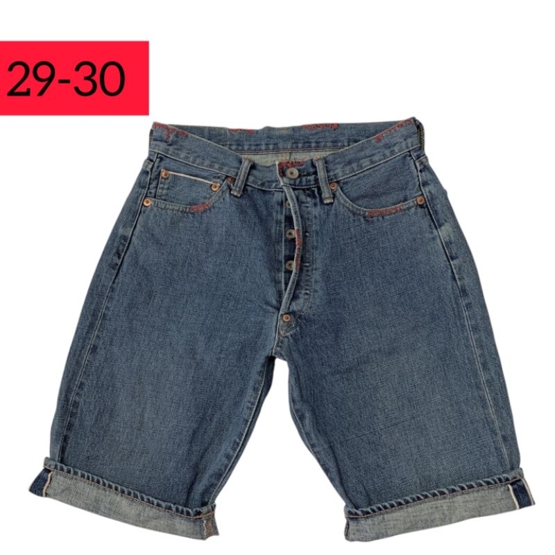Celana pendek jeans - denim Selvedge CRACKER JACK Made in Japan ( size 29-30 )