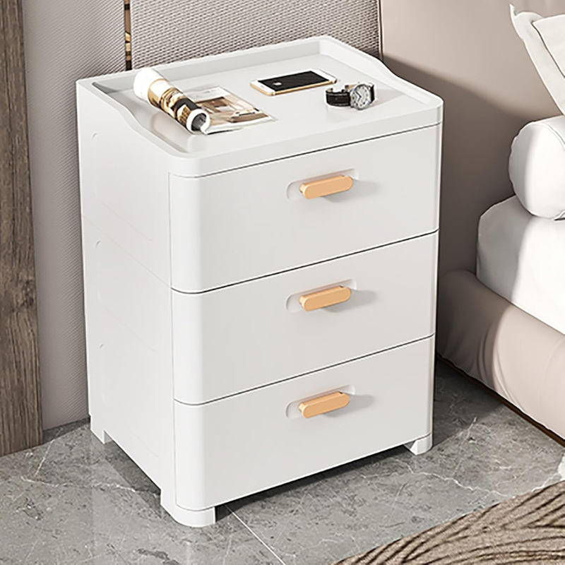 Meja Nakas Plastik Meja Kamar Aesthetic Meja Samping Tempat Tidur Nakas 3 Laci Minimalis